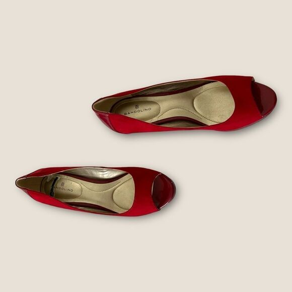 Red open toes heels faux suede size 7 - Picture 5 of 8